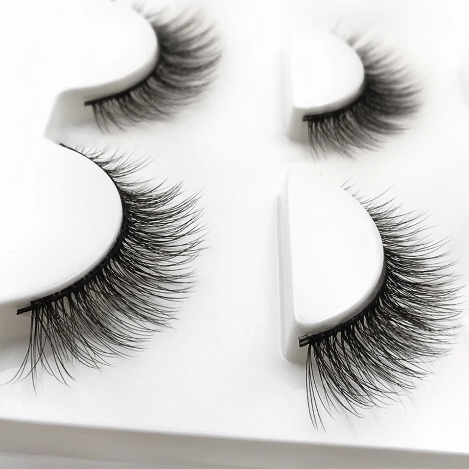 New 3 pairs natural false eyelashes fake lashes long makeup 3d mink lashes extension eyelash mink eyelashes for beauty #X01 (2)