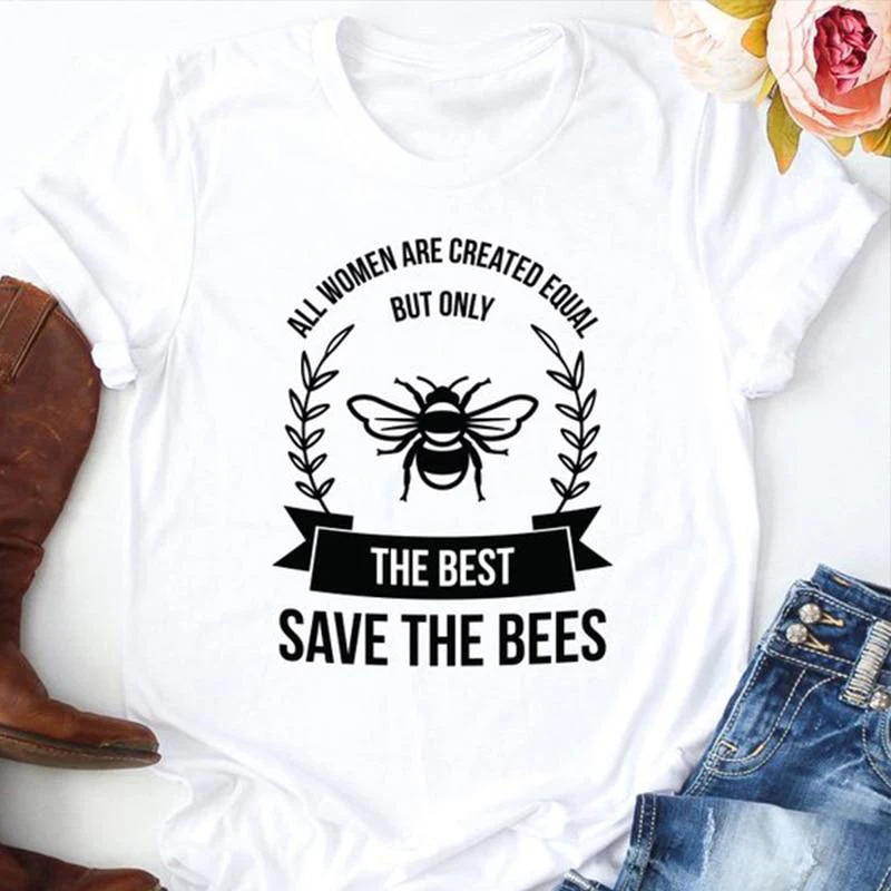 Все женщины создаются равными, но только самые лучшие спасательные пчелы женщины мода гранж Tumblr эстетические Camisetas футболка с цитатами