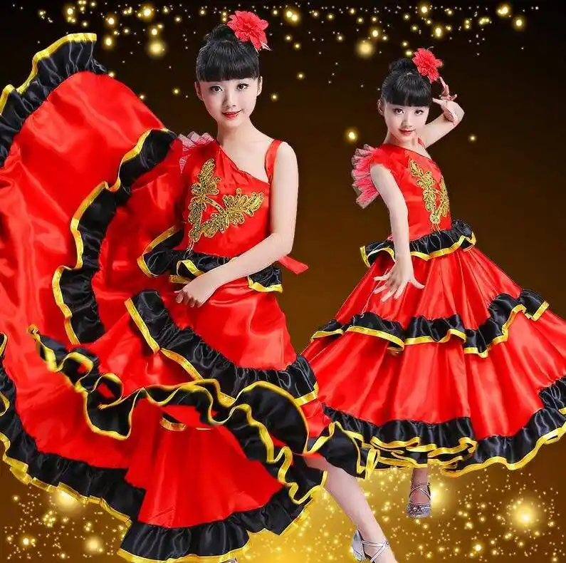 19 子供フラメンコスカートスペインフラメンコダンスためスペイン Senrite フラメンコダンサーファンシードレス衣装 Flamenco Aliexpress