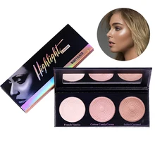 

2017 New 3 Colors Professional Face Glow Highlighter Palette Waterproof Bronzer Countour Mineral Nude Highlighter Powder Makeup