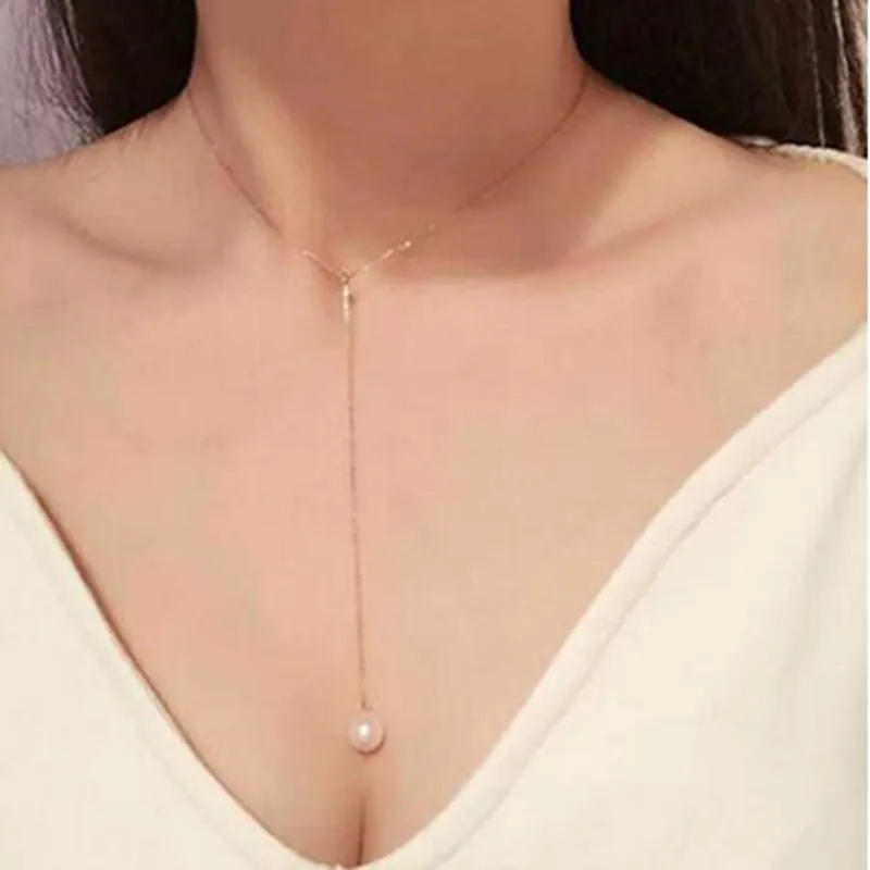 

Round Natural Pearls Adjustable Necklaces & Pendants Simple Fashion Jewelry 4ND223