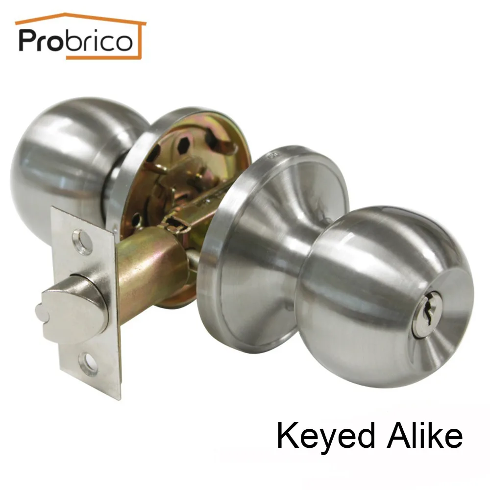 Probrico Keyed Alike Door Lock Stainless Steel Safe Lock Satin Nickel