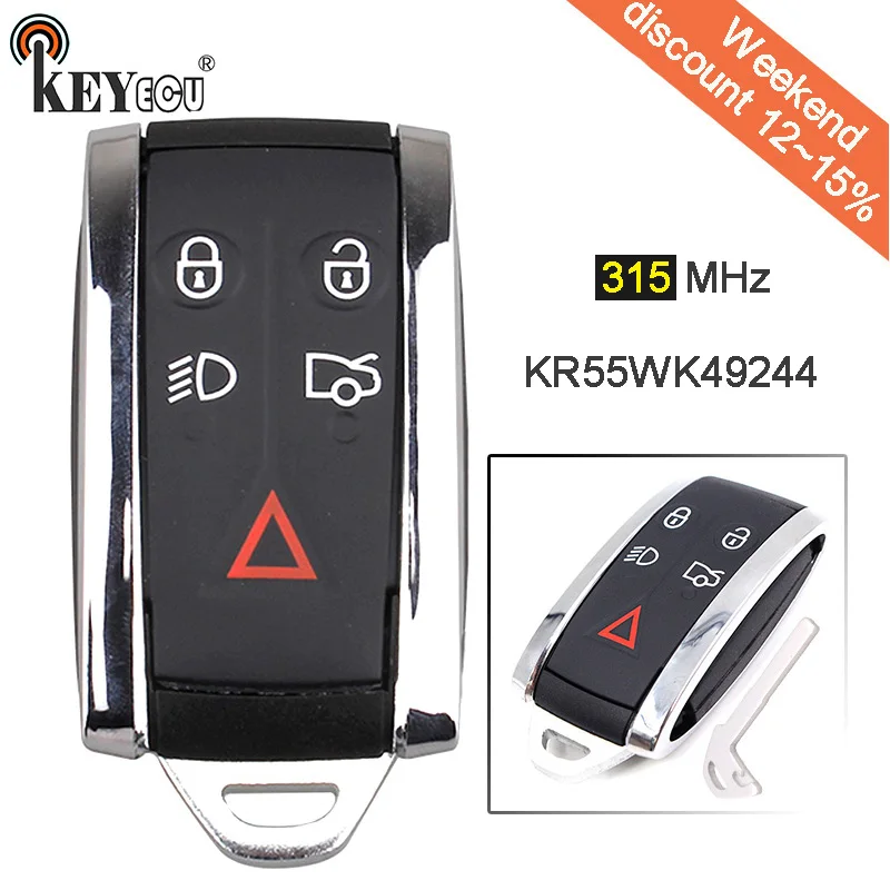 

KEYECU 315MHz FCC: KR55WK49244 Replacement 4+1 5 Button Smart Remote Key Fob for Jaguar XF XFR XK XKR