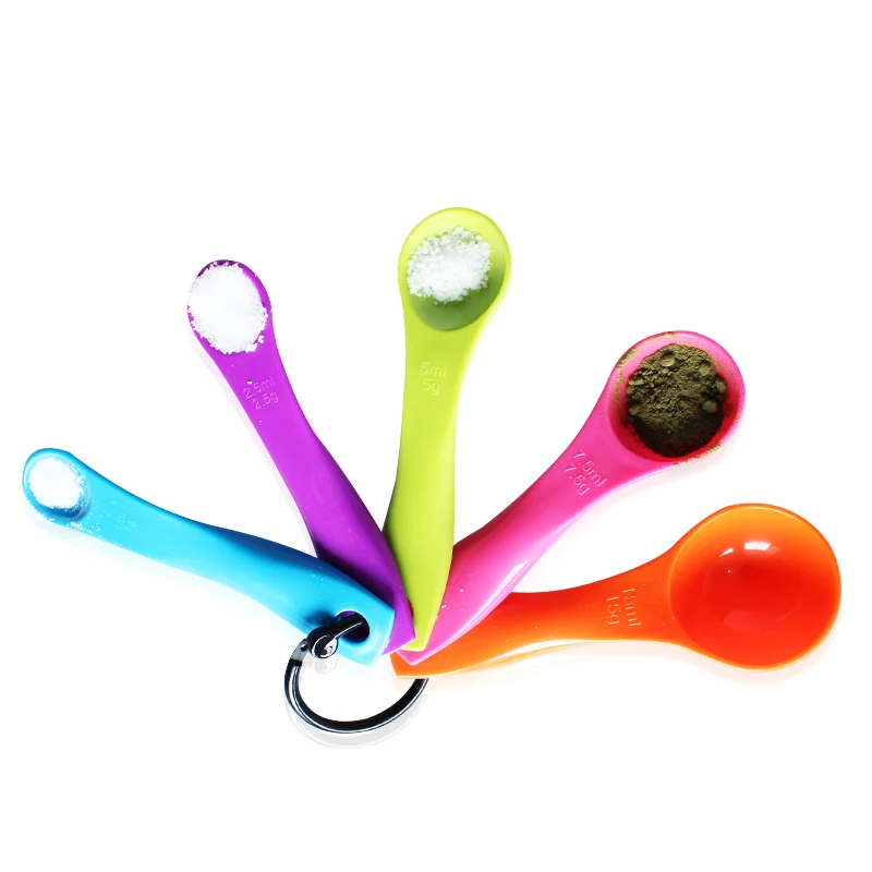 5 Pcs Coloré Plastique Cuillères Set Ustensiles de Cuisine Cuisson Baking Tool