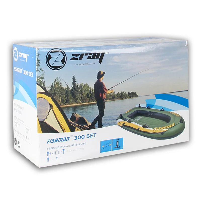 FISHMAN 3 personas Barco de peces 252*125*40cm PVC bote inflable pesca kayak paddle pump bolsa de transporte mochila balsa remo Remo - 6
