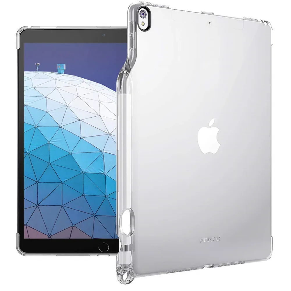 

For Apple iPad pro 10.5 Ultra-Thin Impact Resistant Flexible Soft Transparent TPU Case Clear Back Cover with Pencil Holder