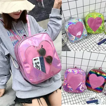 

2019 Summer New Fashion Women Girls PVC Laser Clear Transparent Backpack Mini Rucksack Purse Travel Handbag Girls School Bag