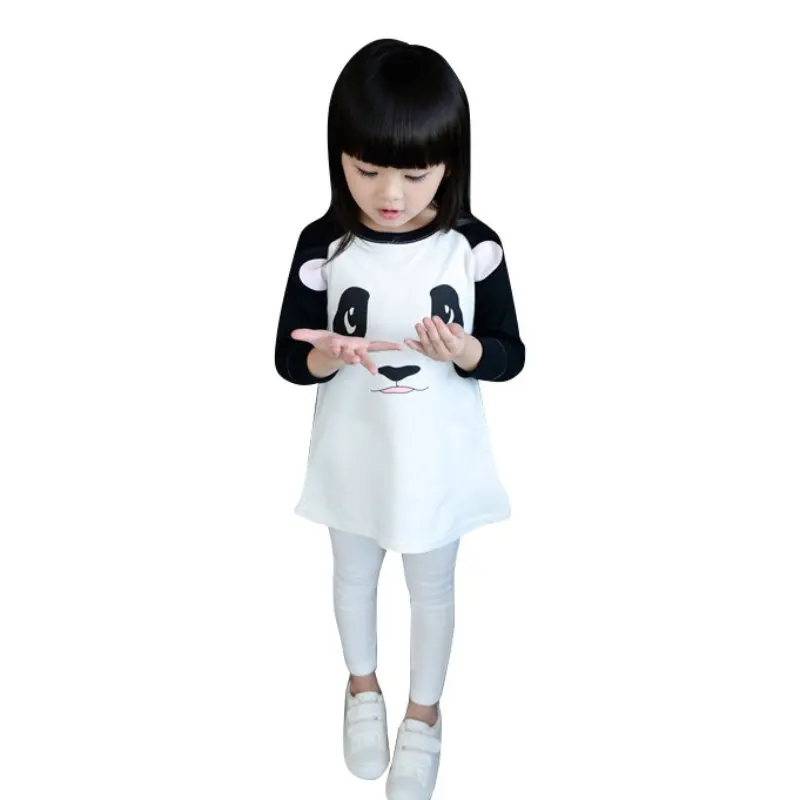 

Baby Girls Kids Sweatshirt Girls Cute Panda Pattern Long Sleeve Cotton Dress T-shirt Kids Sweatshirt