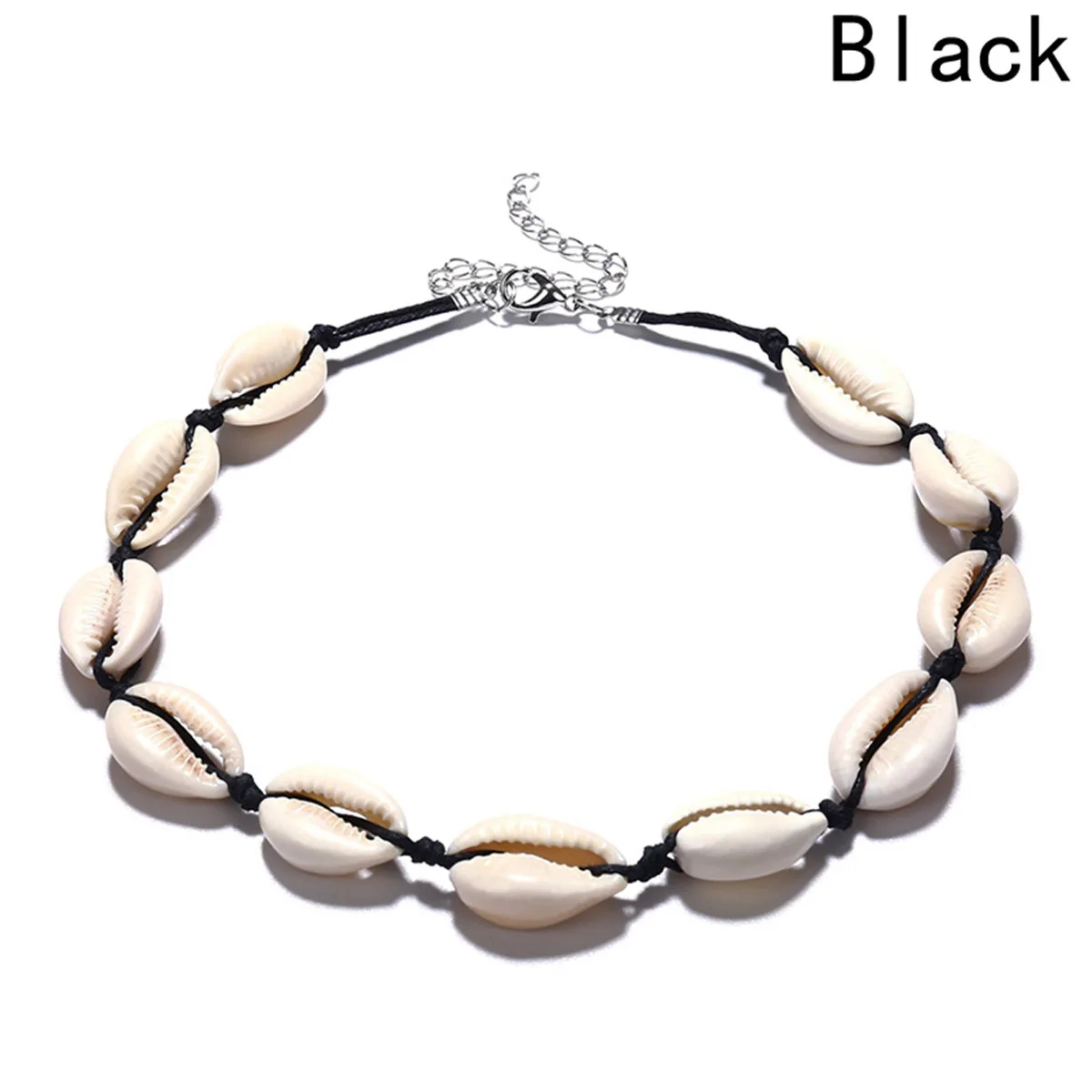 Jisensp New Fashion Black Rope Chain Natural Seashell Choker Necklace Collar Boho Shell Chokers Necklaces for Summer Beach Gift - Окраска металла: XL620G