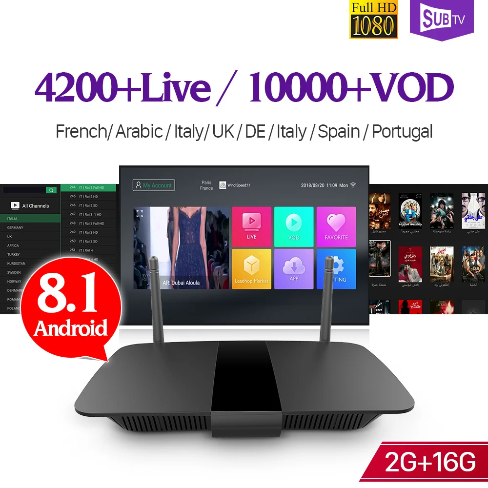 

Q1504 IPTV Subscription Leadcool Box 1 Year SUBTV H.265 4K French Arabic IP TV Code Android Danish Portuguese IPTV Italy