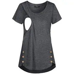 Одежда для беременных сплошного цвета с кнопками для грудного вскармливания женская рубашка Модные топы для беременных Повседневная