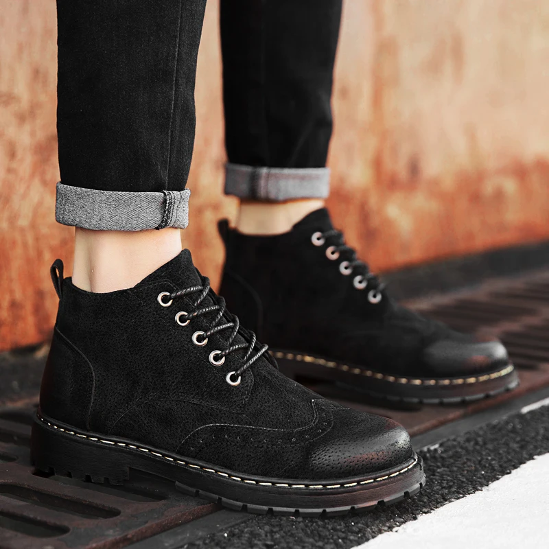 

2017 hot autumn and winter Brock Martin boots retro men's booties increased snow snow tooling boots high shoes men