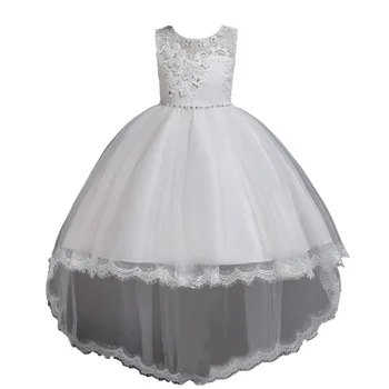 

baby girl clothes Wedding presiding Sleeveless Birthday party baby girl flower summer dress Trailing Embroidery kids dress