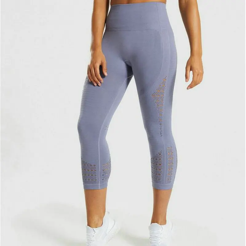 Энергетические Бесшовные женские спортивные Капри для занятий йогой с высокой