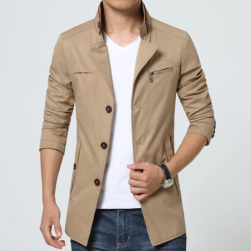 Mens Short Trench Coat Otoño Burderry Hombres Chaquetas Casual Solid