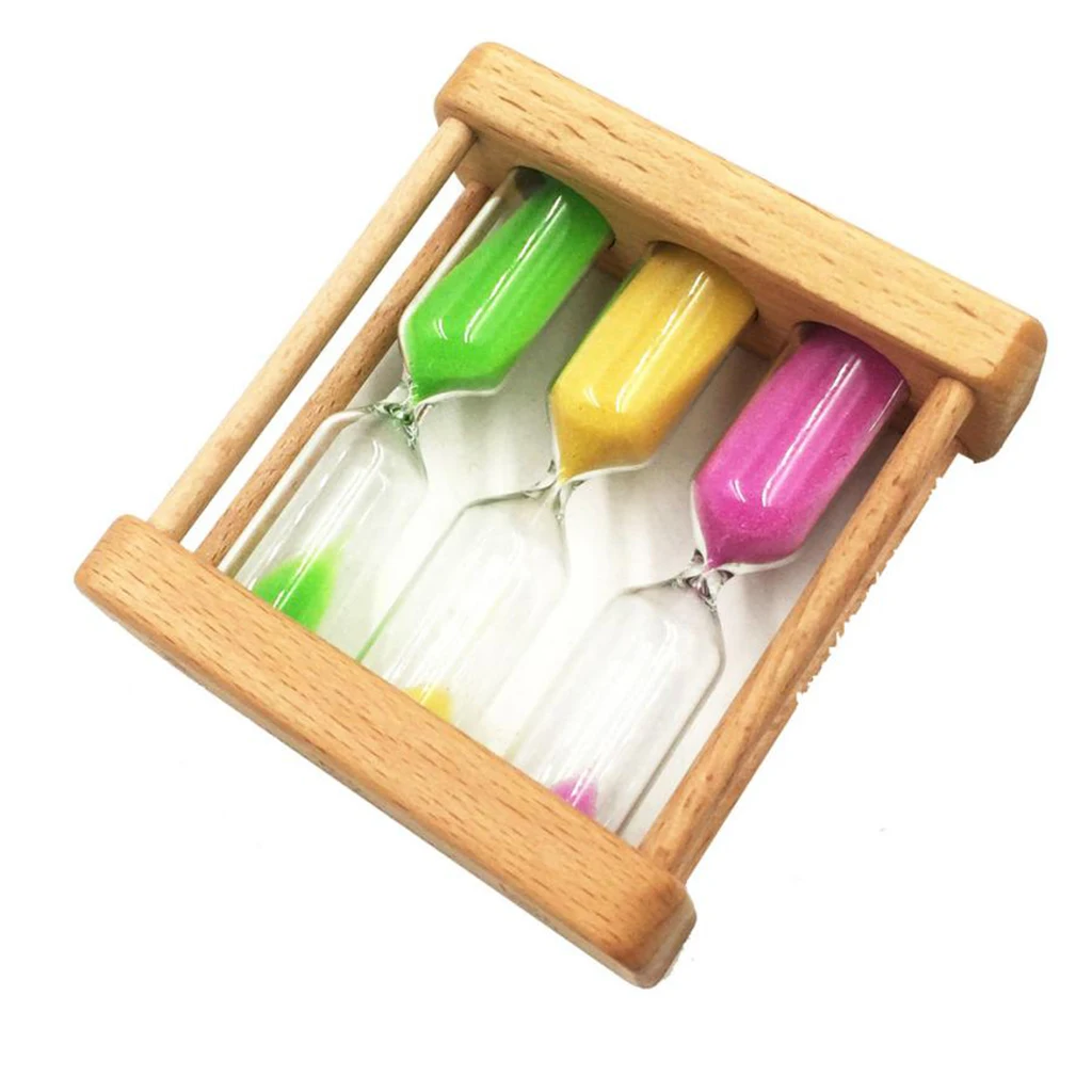 3 in 1 1+3+5 Minute Hourglass Wood Glass Sand Timer For Kitchen Cooking European creative wood metal rotating hourglass timer 6