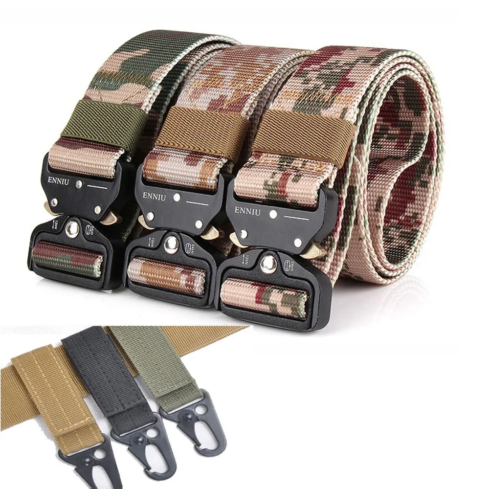 

Tactical Belt Military Nylon Belt Army Styles Camouflage Belt Men Metal Buckle Belt Automatic Waist Strap SWAT Wide Cinturon
