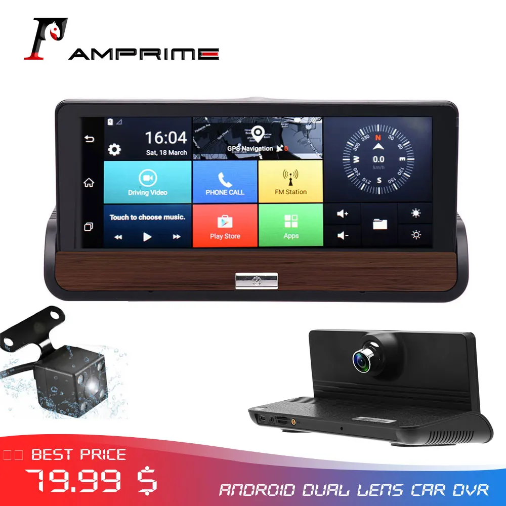 AMPrime 3g Автомобильный видеорегистратор Dashcam с сенсорным экраном 7 ''Android DVRs