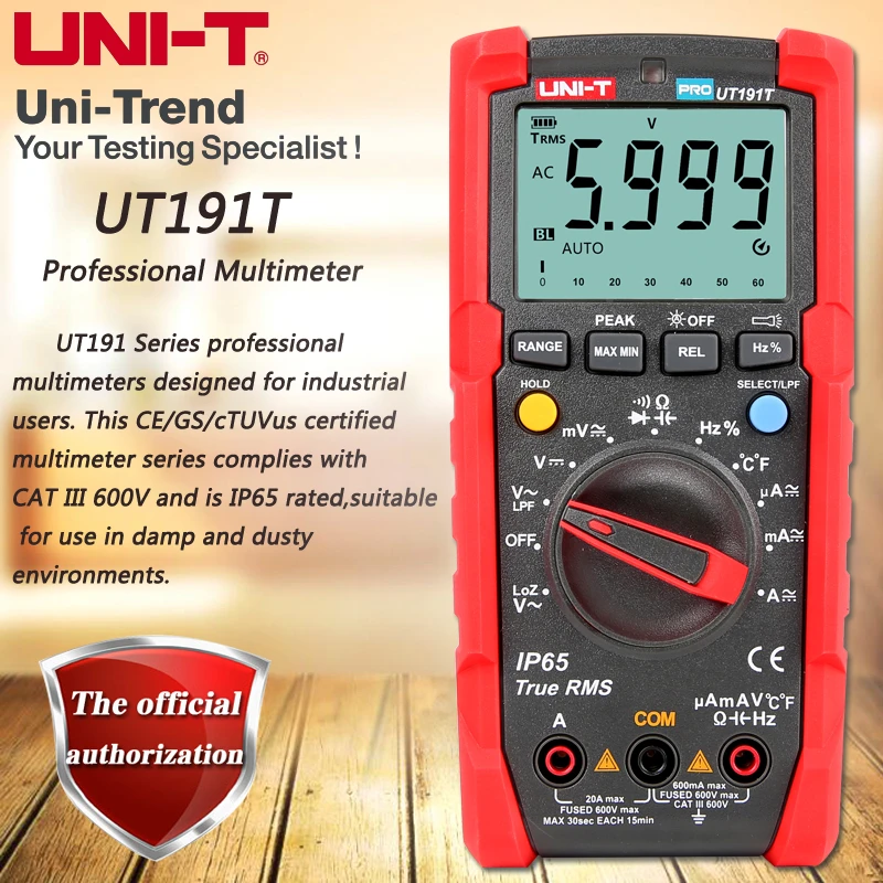 Unit Ut191t Professional Multimeter; True Rms Ip65 Waterproof
