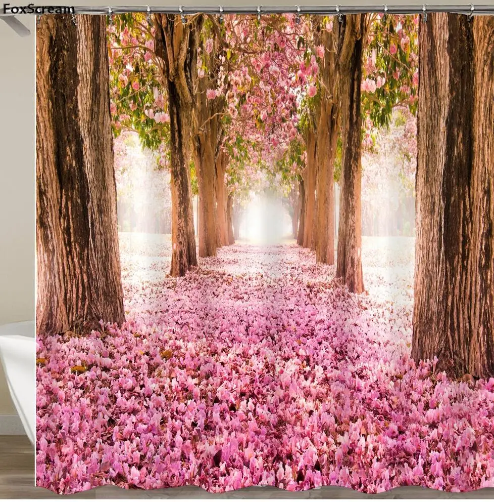 

Scene Bathroom Curtain 3D Bath Curtain Shower Curtains Waterproof farmhouse Moisture-proof Bathroom Curtains