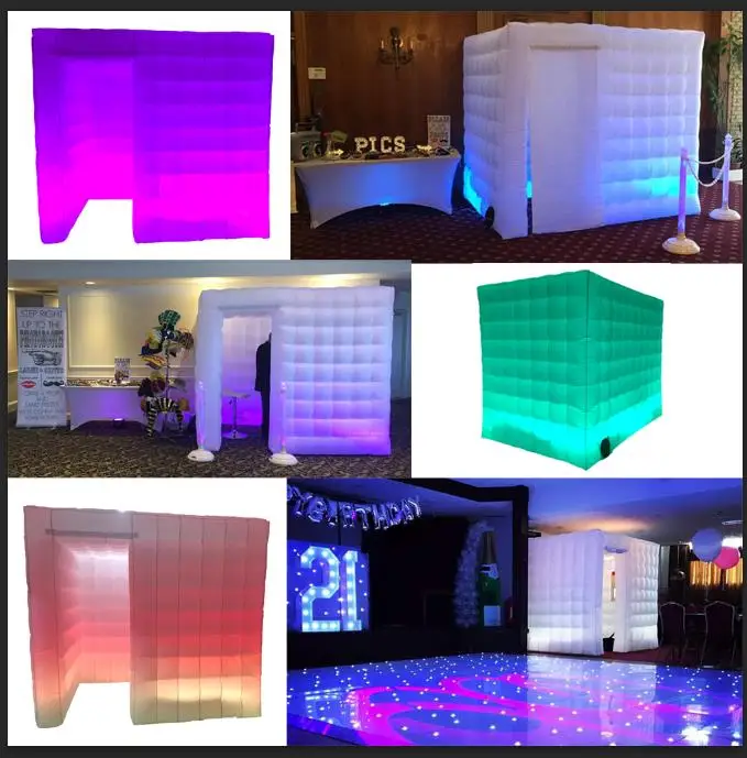 Best News 8.2ft*5.9ft*7.38ft mini Inflatable photo booth party Backdrop stand  with LED strip on bottom Inflatable Tent For party 5
