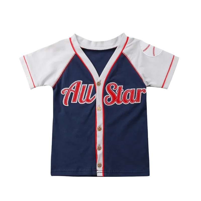 

2018 Newest Kids Baby Boy Cotton Patchwork Baseball Tops Cardigan Children T-shirt For Boy Tops Clothes
