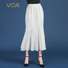 VOA/ шелковые шорты Saia Модальная простая юбка в виде рыбьего хвоста Женская однотонная цветная мозаичная летняя элегантная длинная юбка C580