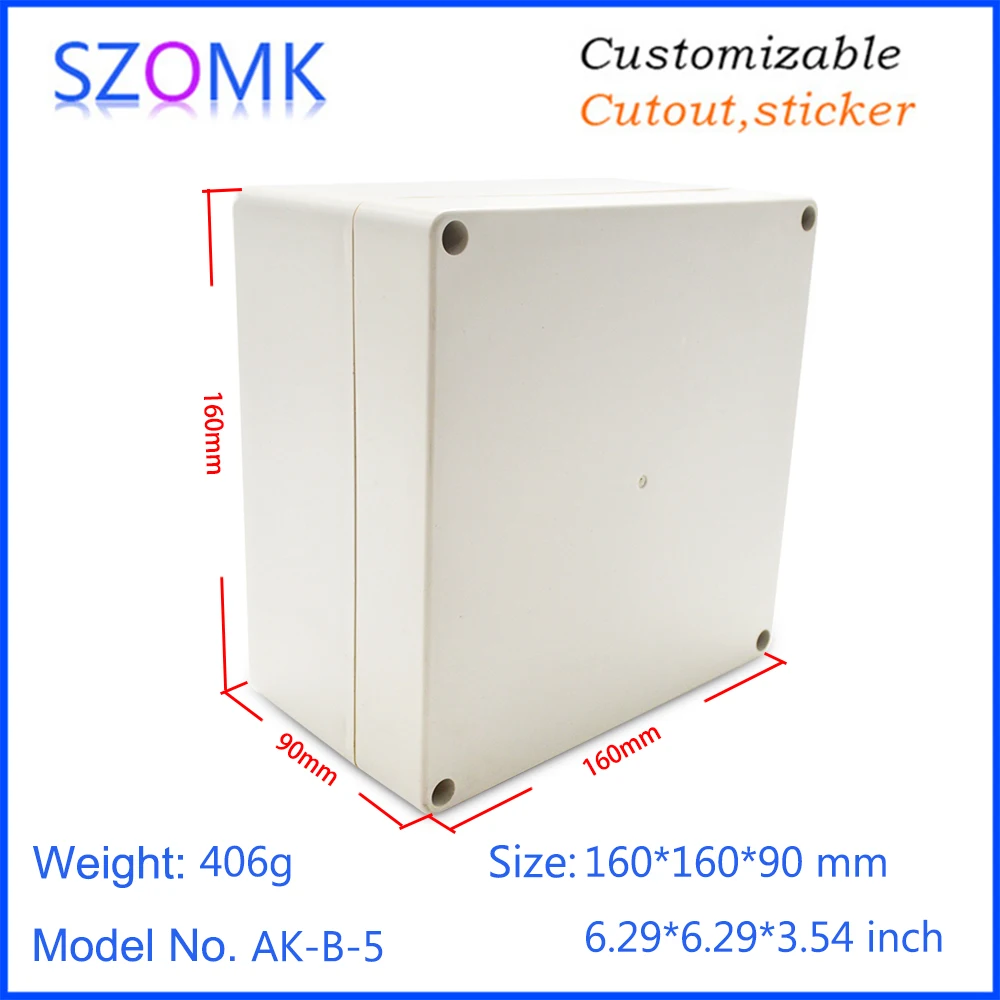 

1 piece 160*160*90mm IP65 waterproof box for electronics junction housing szomk hot selling plastic device casing pcb enclosure