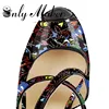 Onlymaker-zapatos de tacón de aguja con punta abierta para mujer, calzado con plataforma, grafiti, color blanco y negro ► Foto 3/6