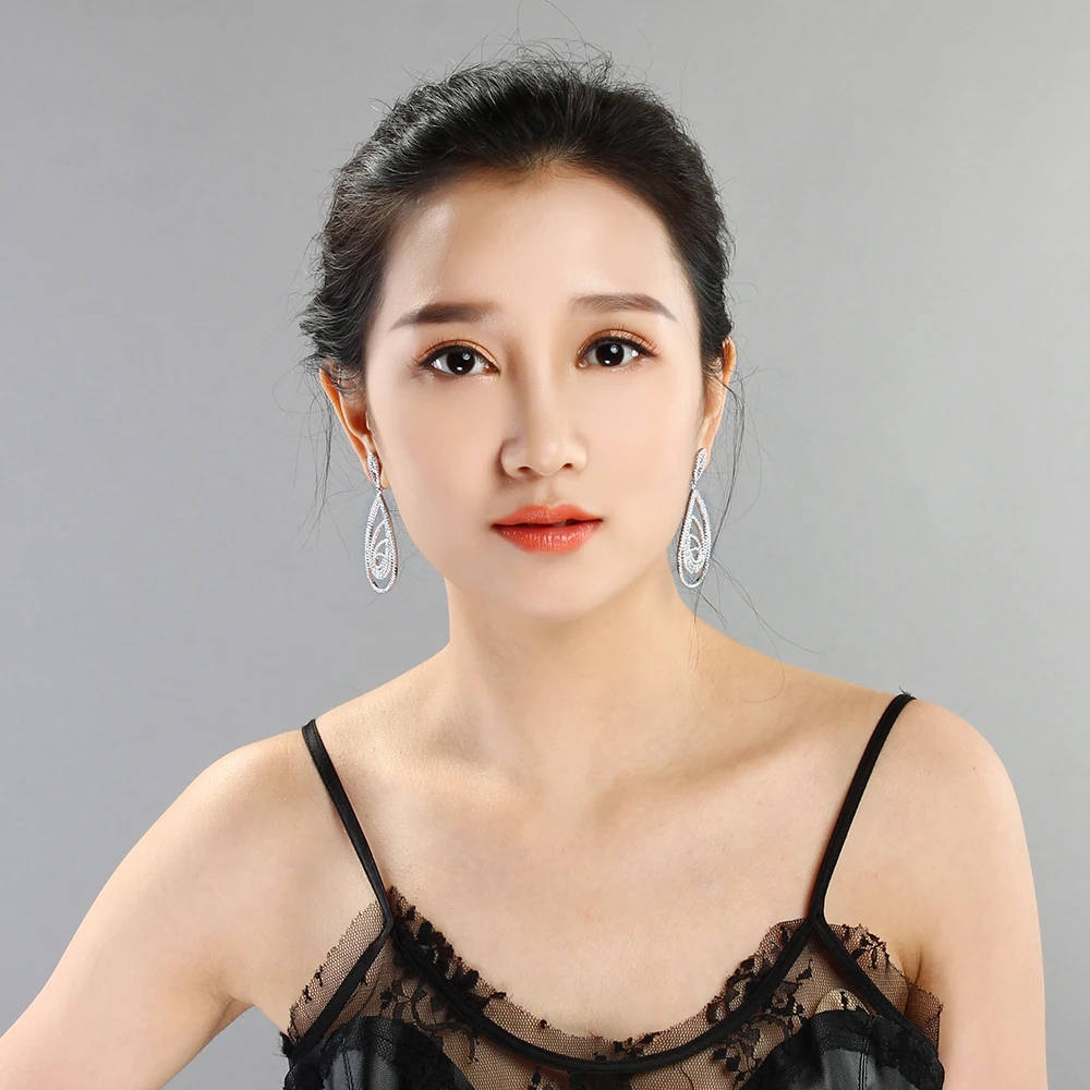 Female Stunning Zircon Water Drop Jewelry Great Big Earring for Women New Statement Earrings