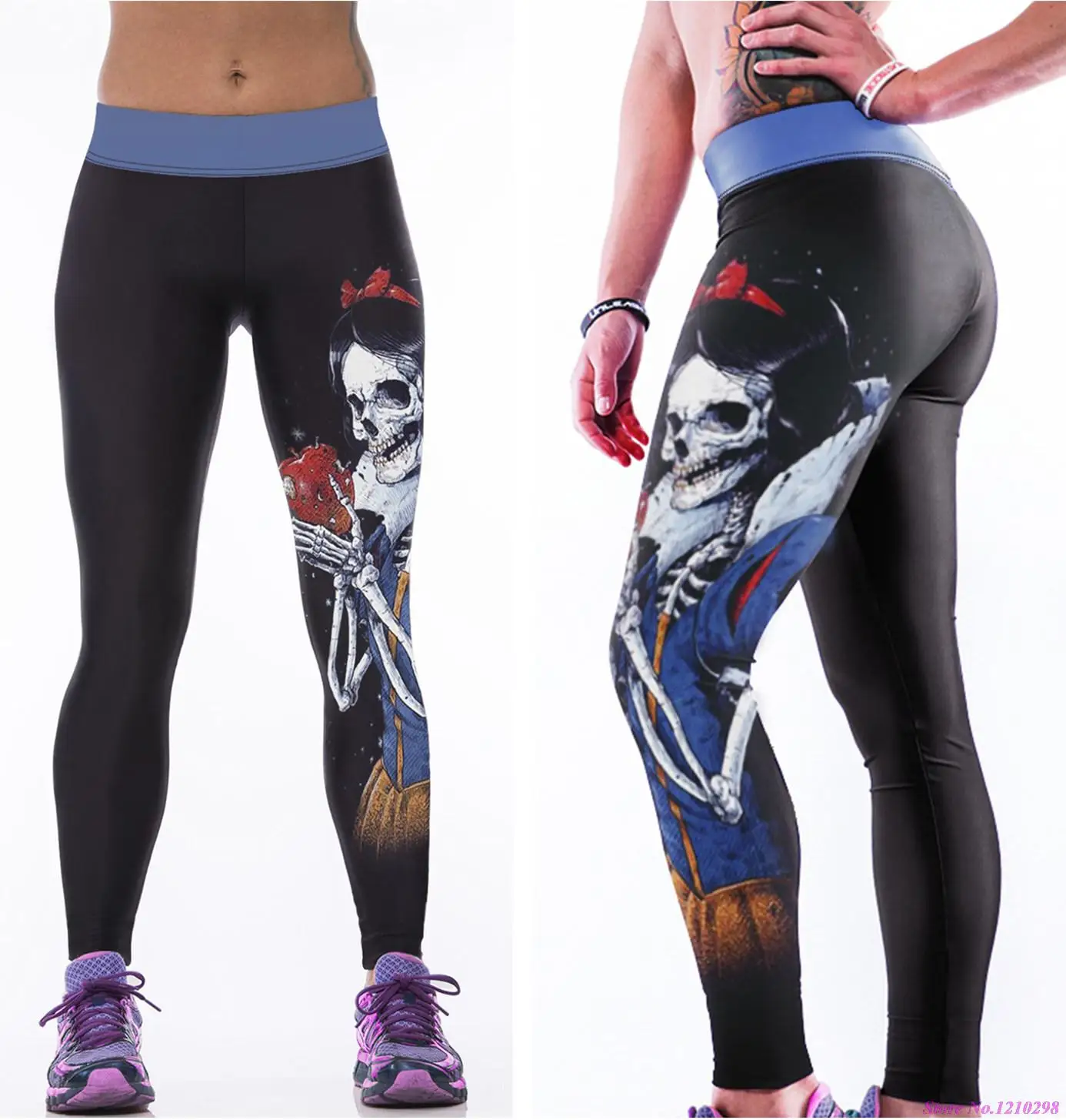 Skull Wicked Queen Sports Yoga Pants Snow White Slimming Exercise Tights Women Fitness Running