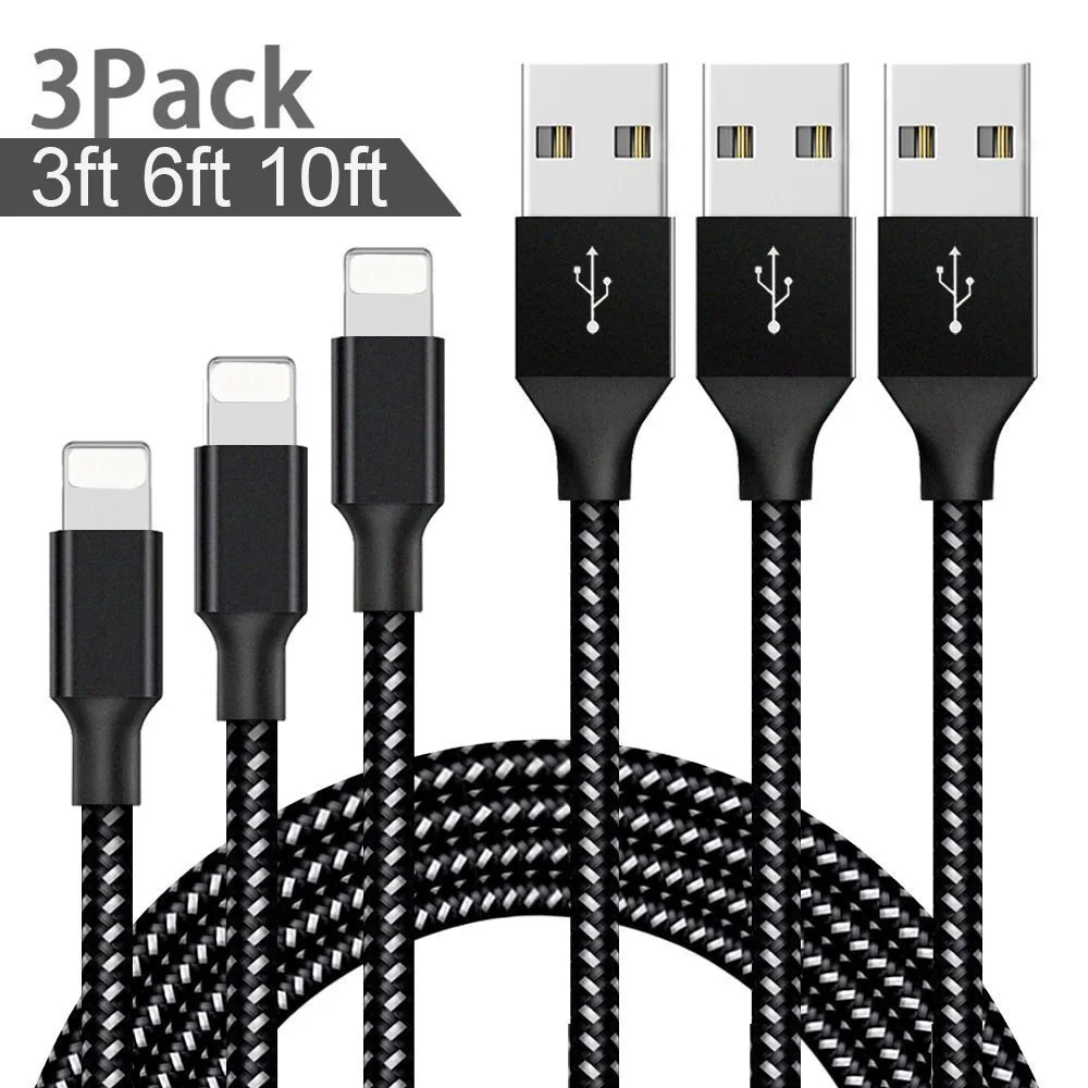 USB кабель для iPhone X XS Max нейлоновый плетеный передачи данных 2.4A Быстрая зарядка iPad