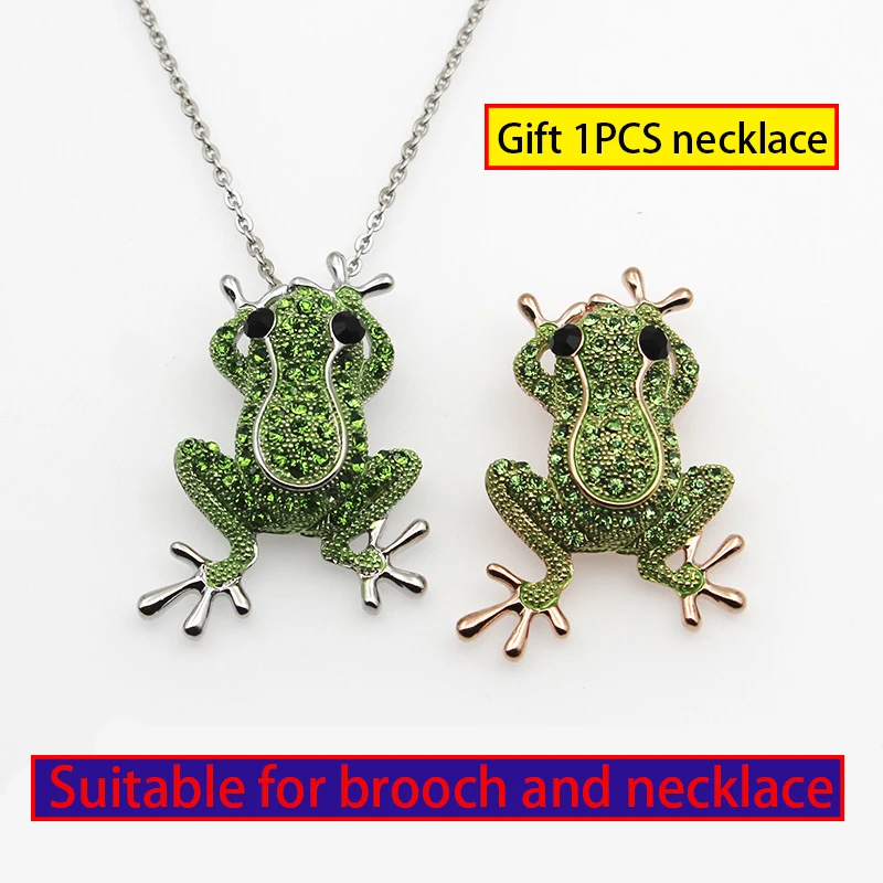 

2019 Spoof Hyperbole Bright Green Rhinestone Frog Animal Brooches For Women Men Unisex Creative cartoon