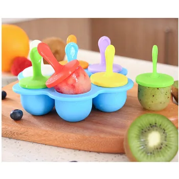 

7 pack Silicone Mini Ice Pops Mold Ice Cream Ball Lolly Maker Popsicle Molds Baby DIY Food Fruit Shake Ice Cream Frozen Mold