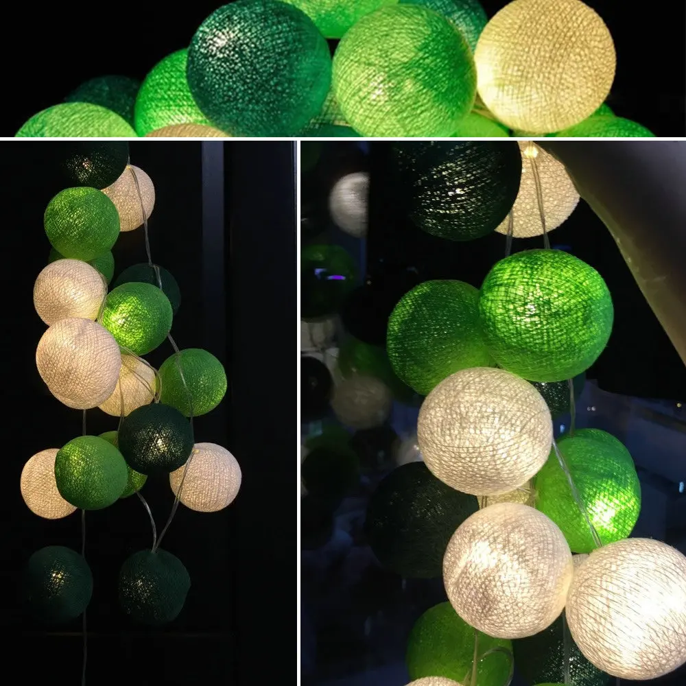 Гирлянда с зелеными хлопковыми шариками 3 м 20 шт.|cotton ball light|cotton light ledballs cotton |