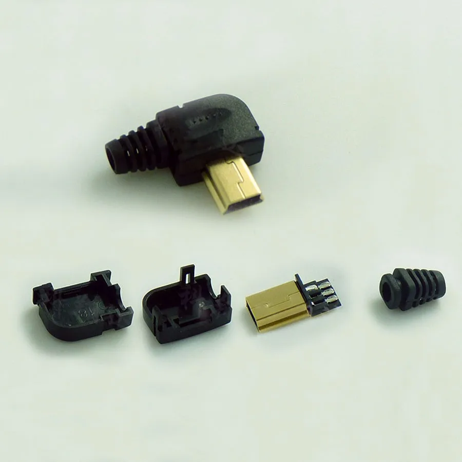1 комплект Mini USB 5 Pin сварочный штекер позолоченный 90 градусов разъем 4 в 1 DIY черные вилки терминалы