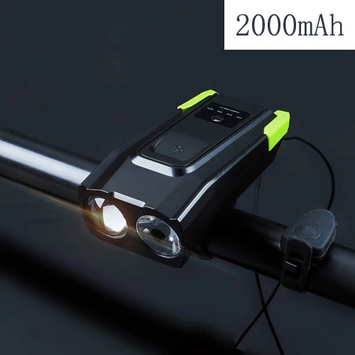 4000 мАч умный индукционный велосипедный передний светильник USB Перезаряжаемый 2T6 светодиодный налобный светильник с рогом 800 люмен велосипедный фонарь велосипедный светильник - Цвет: 2000mAh
