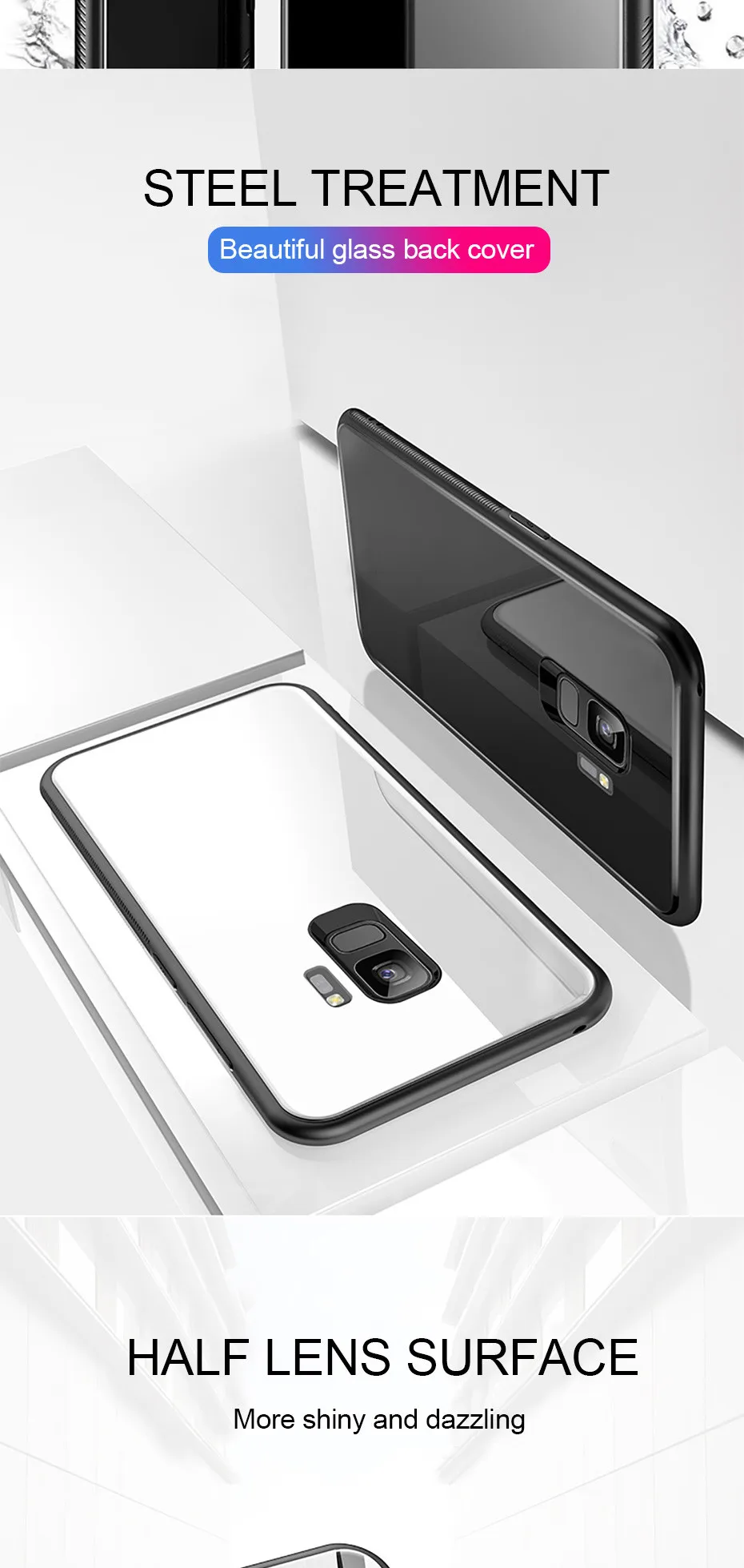 ZNP Роскошный чехол из закаленного стекла для телефона для samsung Galaxy S9 S8 Plus Задняя стеклянная крышка чехол s для samsung S9 S8 Note 8 чехол в виде ракушки