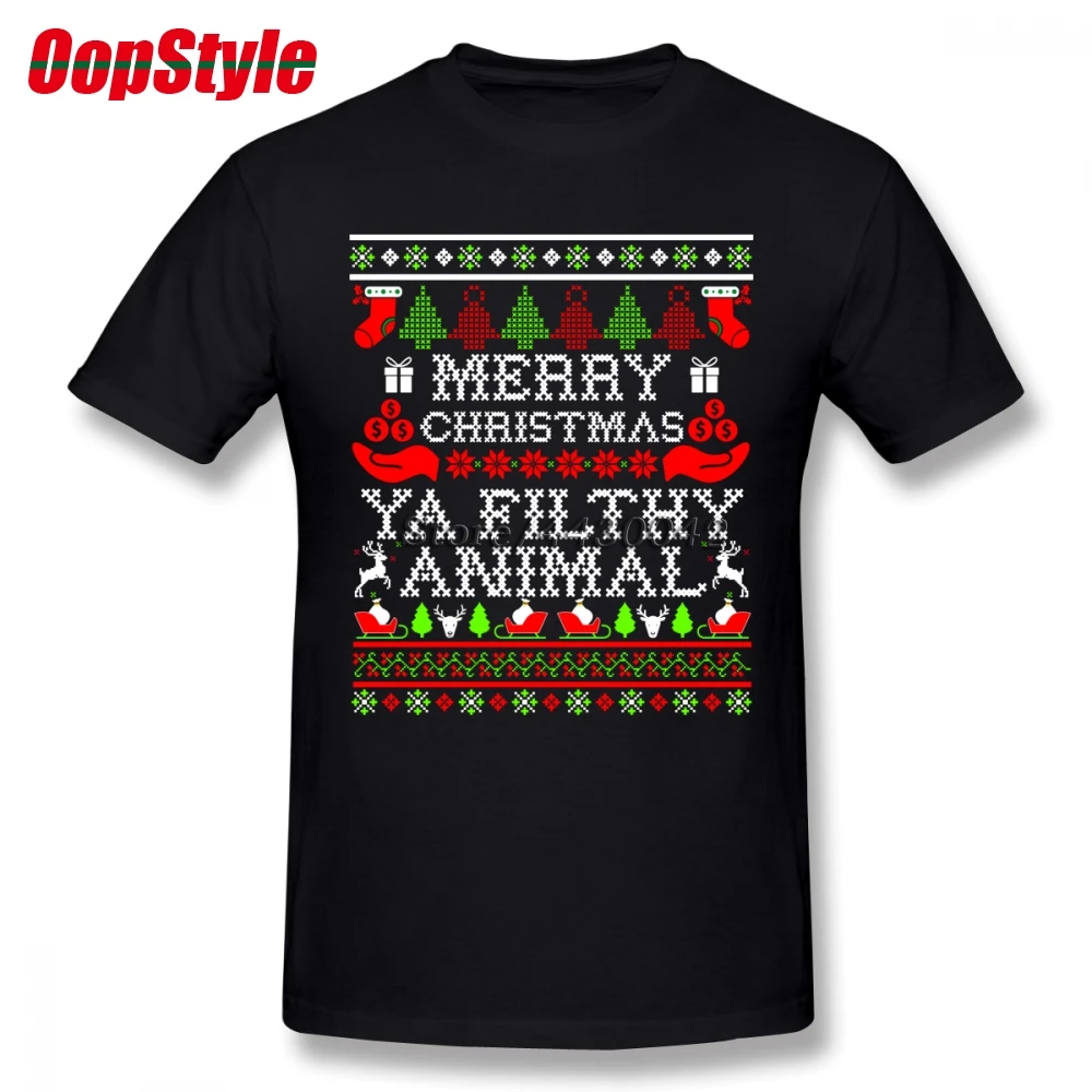 Merry Christmas Ya грязная футболка с животными для мужчин плюс размер хлопковая