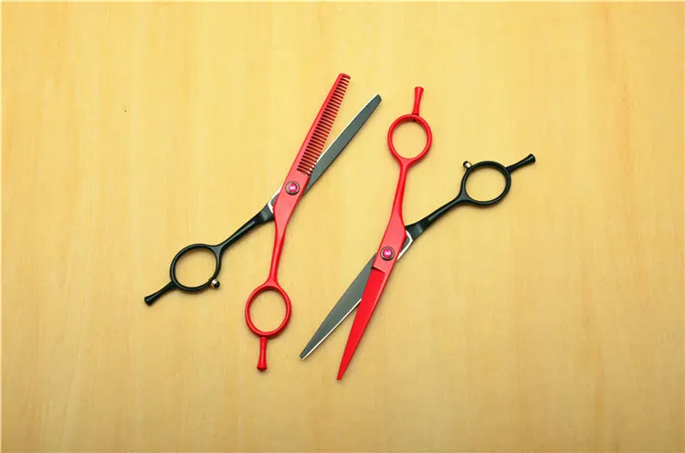 2 шт. 5,5 дюймов 16 см индивидуальный логотип красные Парикмахерские ножницы JP 440C прореживающие Ножницы Профессиональные человеческие ножницы - Цвет: Red One Pair No Bag
