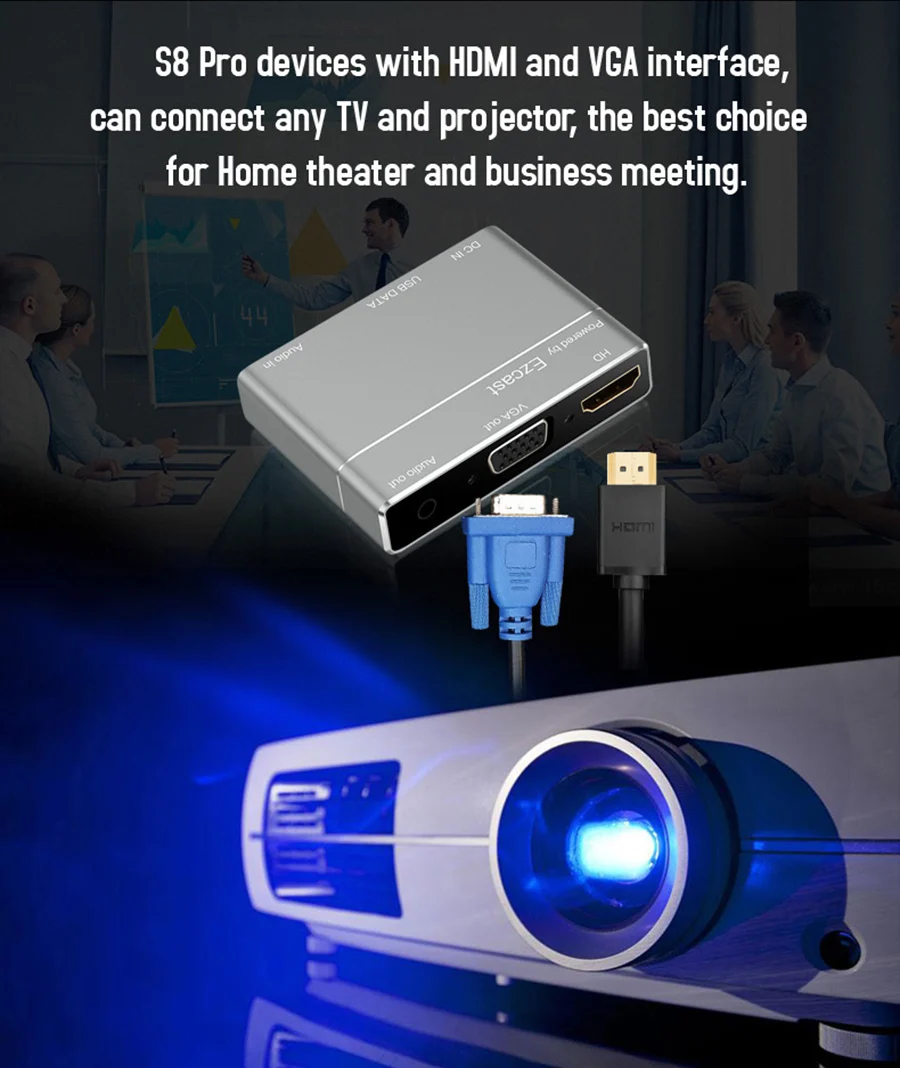  USB S8PRO HDMI/VGA + Audio Converter Adattatore AV Digitale plug and play EZcast TV stick WiFi disp