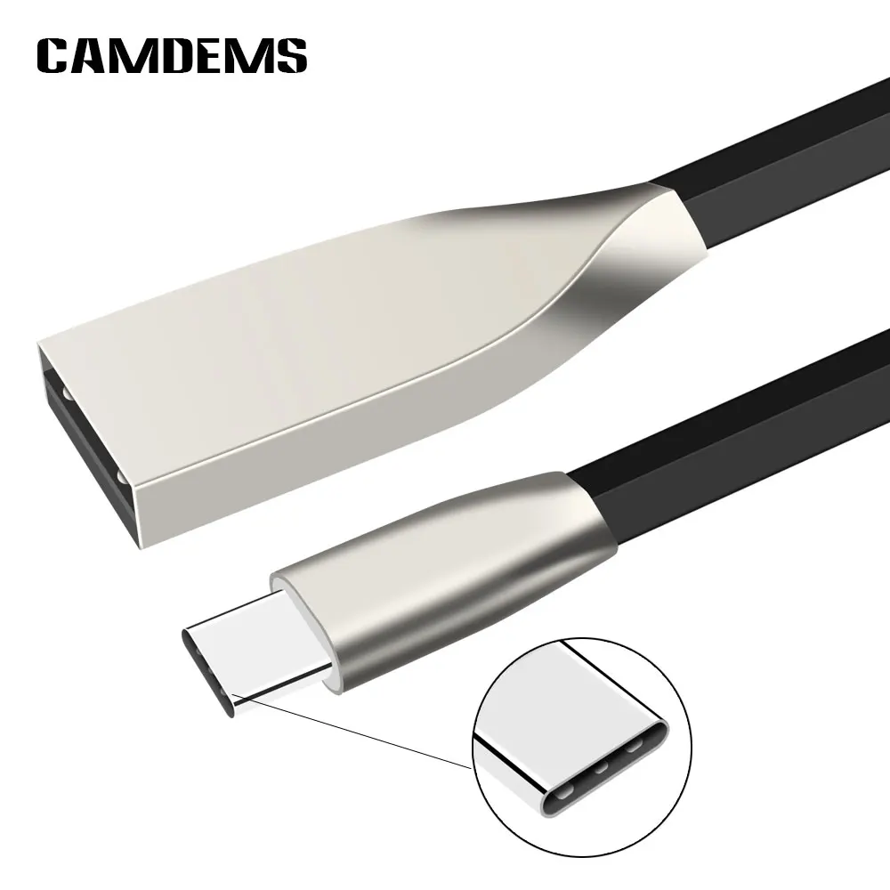 camdems 200pcs TPE Wires type c USB Data Sync Universal Zinc Alloy
