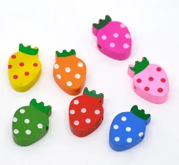 

20*14mm Assorted Colors Cute Strawberry Wood Spacer Beads Fashion Jewelry diy Findings For Girls Children Handmade Exercise