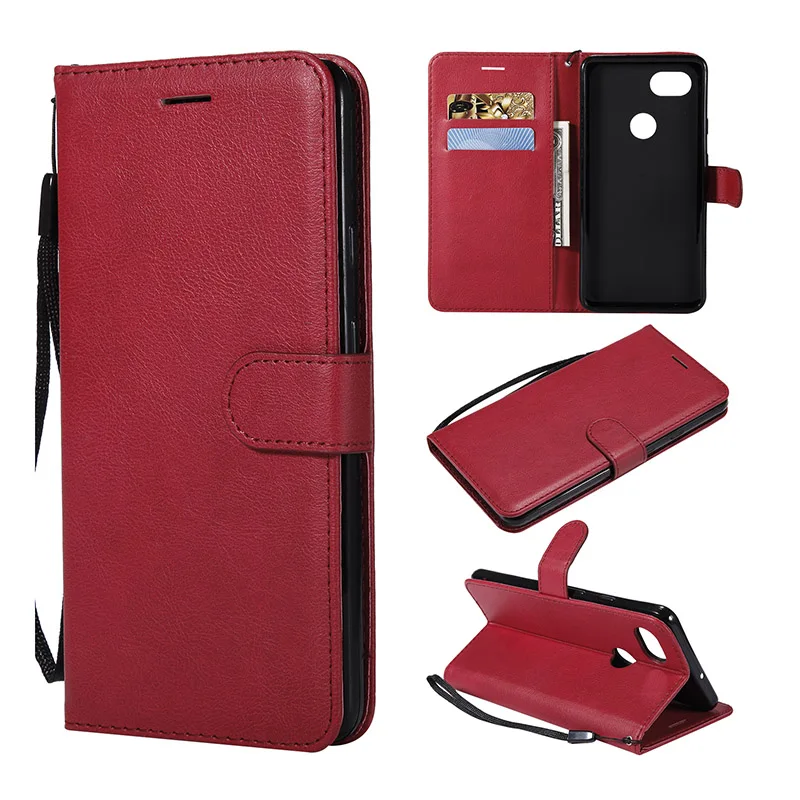 Luxury Plain PU Leather Flip Case For Google Pixel 2 XL Protective Wallet Cover For Google Pixle 2XL With Credit Cards Coque     (6)