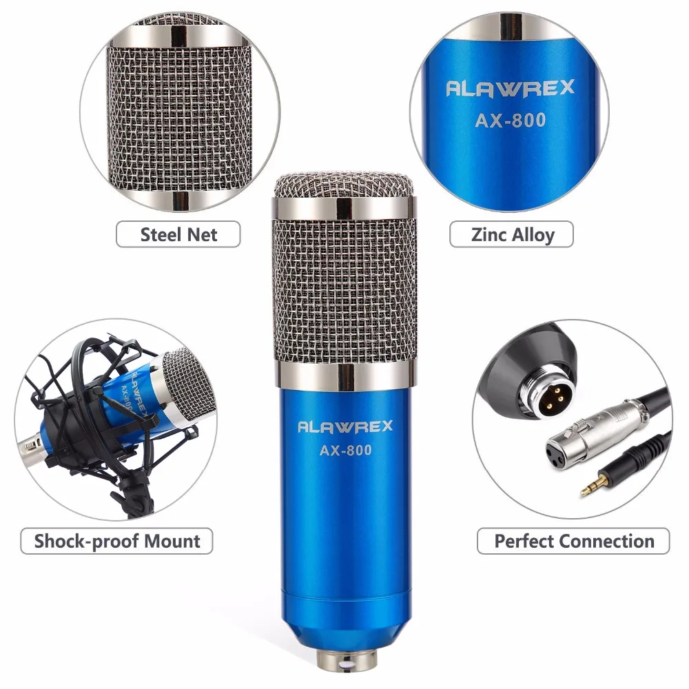 ALAWREX профессиональный конденсаторный микрофон KTV Cardioid Pro Audio Studio вокальная Запись