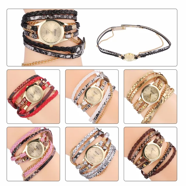 Women Bracelet Watch Relojes Mujer Vintage Braided Weave Wrap Quartz PU Leather Women Bracelet Watch Relojes Mujer Vintage Braided Weave Wrap Quartz PU Leather
