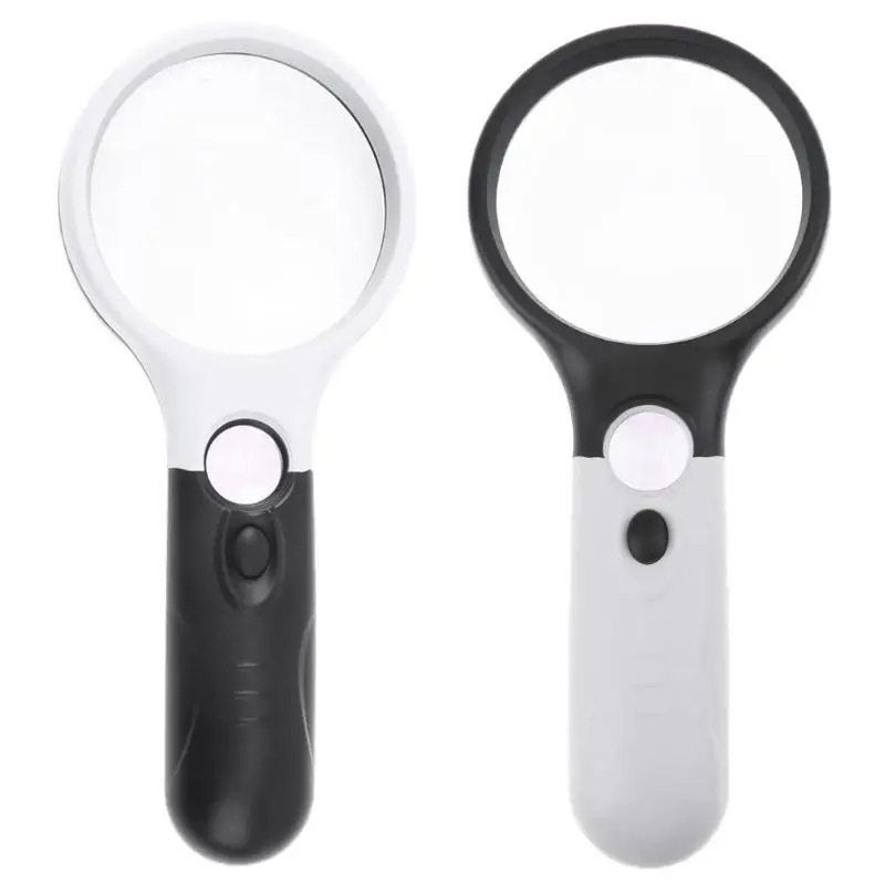

Double Lens Lighted Magnifying Glass Handheld Mini Pocket Microscope Reading Jewelry Loupe Magnifiers with 3LED