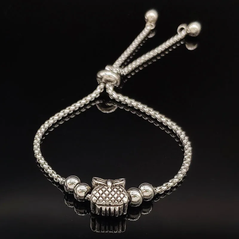 

2019 Fashion Animal Owl Stainless Steel Bracelet for Women Silver Color Chain Bracelets Jewelry pulsera pulseira feminina B18412