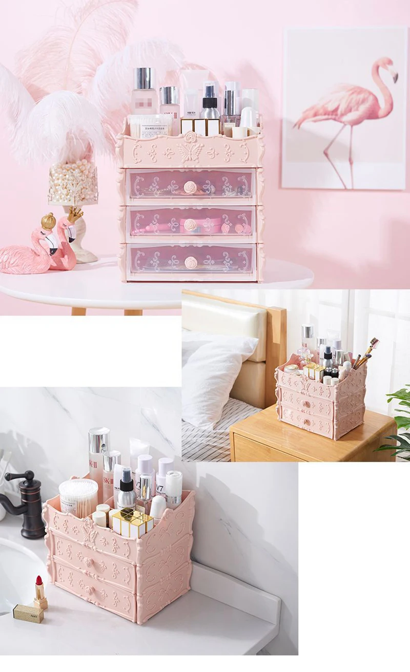 Новая пластиковая коробка для хранения косметики ящик Туалетный столик ...