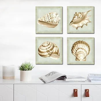 

Abstract Modern Life White Chic Sea Shell Canvas Art Minimalism Scandinavian Poster PrintL Nordic Wall Picture for Living Room